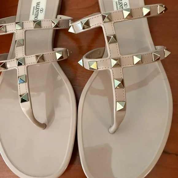 Valentino Women's Beige/Nude Rock Studded Sandals - Picture 5 of 8